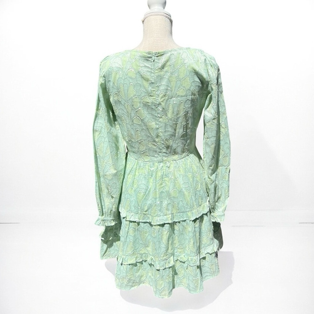 🌻Roller Rabbit Clermont Nori Tiered Dress – Size Small, Mint Green with Silver - Picture 7 of 11